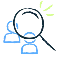 Illustration of a team with an energy symbol in the center.