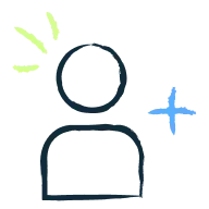 Illustration of a team with an energy symbol in the center.