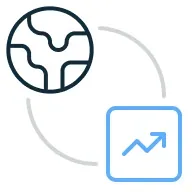 Illustration of a globe and a rising chart.