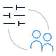 Team illustration with personalization symbol.