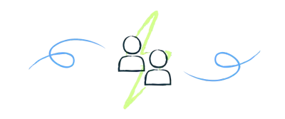 Illustration of people with a power symbol.