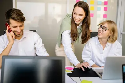 Smiling team in the office.