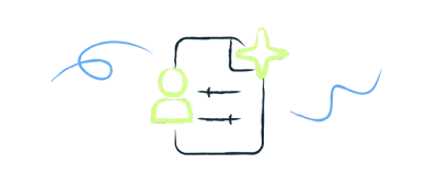 Illustration of a person with a customized resume.