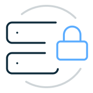 Illustration of a protected server with a padlock.