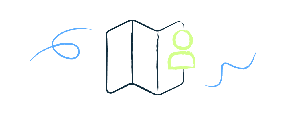 Illustration of a person with a map.