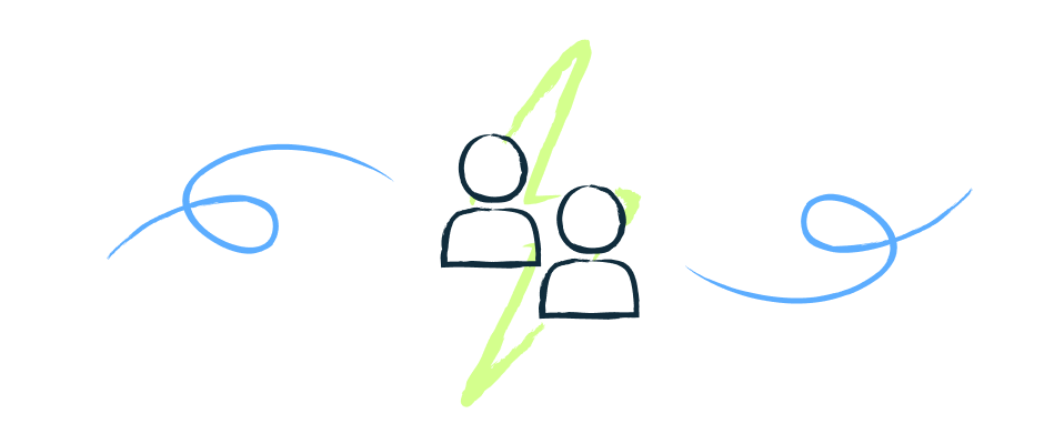 Illustration of people with a power symbol.