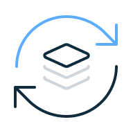 Illustration of a server with renewal arrows.