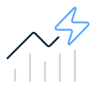 Illustration of a rising line chart with a power symbol.
