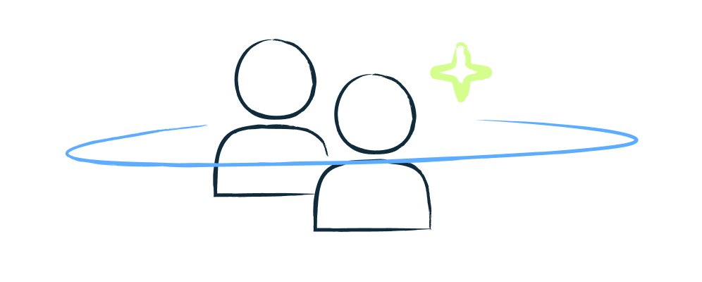 Illustration of people with a star symbol.