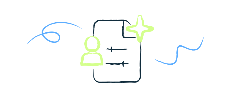 Illustration of a person with a customized resume.