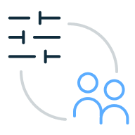 Team illustration with personalization symbol.